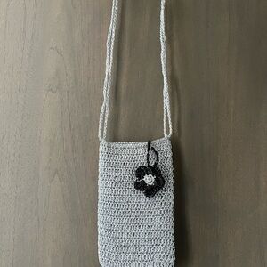 Handcrafted Gray Crochet Crossbody Bag